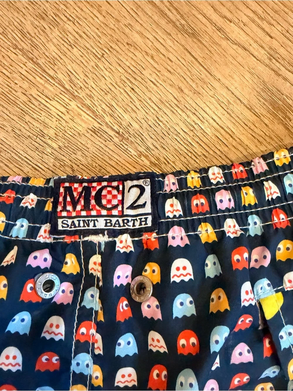 MC2 Saint Barth boys Navy Pac-Man & Ghost Print Swim Trunks